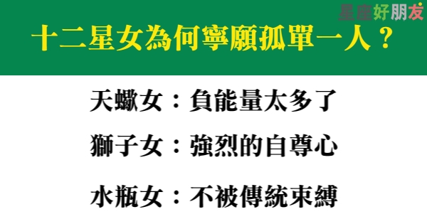 才不要被傳統束縛 十二星座女為何不想結婚也不想戀愛 星座好朋友