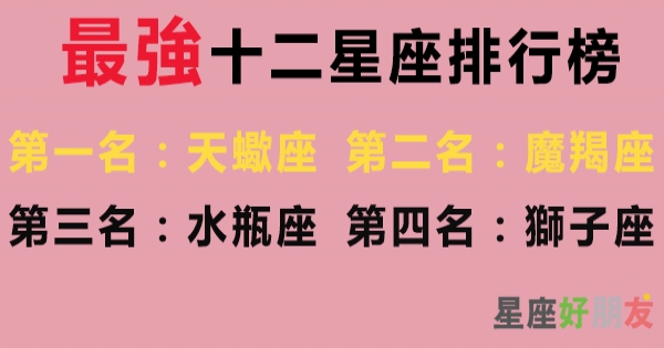 十二星座中你是強還弱!第一名最強星座我真的服氣！跟他們做敵人簡直找死！